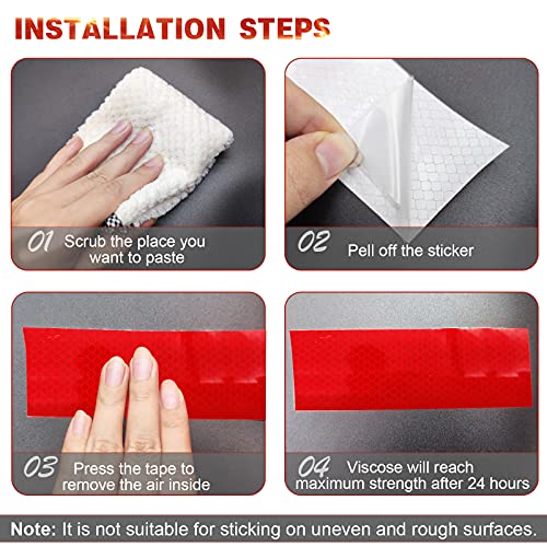 Reflective Tape, Waterproof Self Adhesive Dot Safety Reflector - color: Red, size: 2 Inch x 65 Feet
