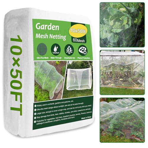 NONMON Garden Netting 10 x 50FT Ultra Fine Mesh Netting Insect Netting - size: 10 x 50ft