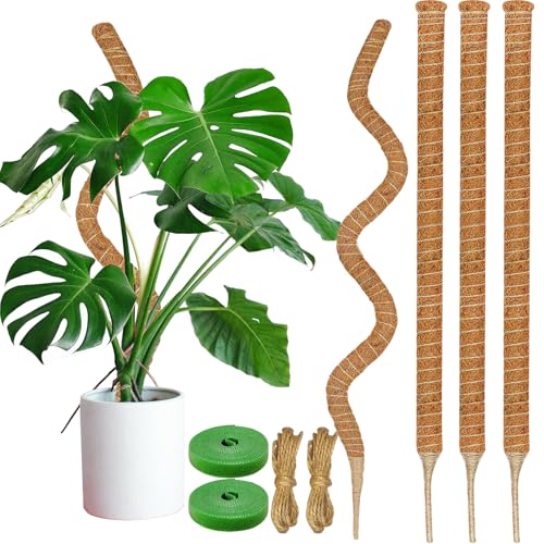 4 Pack 63'' Moss Pole for Monstera, Bendable Coco Coir Plant Support Stakes - size: 4 Pack（63-Inch）