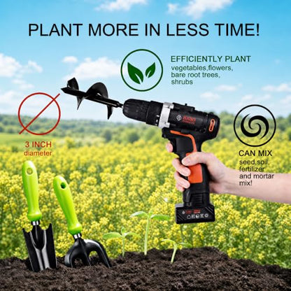 ERYTLLY Bulb Planter, Auger Spiral, Garden Planter Tool 3 x 7 inch,Rapid Umbrella Hole Digger for Planting Bulb Seedlings Bedding Tulips, and Digging Weeds Roots - size: 3*7 inch
