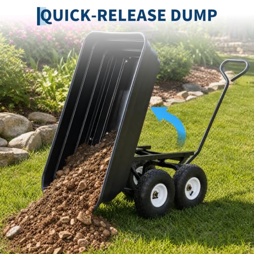 Heavy-Duty Utility Garden Dump Cart, 600Lbs Capacity - size: 600LBS