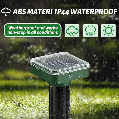 Mole Repellent Solar Powered Waterproof Sonic Spikes, Outdoor Long-Lasting Snake Repelling Stakes, Get Rid of Groundhog Chipmunk Vole for Lawns, Garden, Farm & Yard, 10 Pack