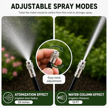 50FT High-Flow Irrigation System for Garden, 12mm Main Tubing,30 Nozzles - size: 50Ft