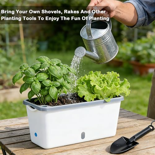 Oliz Window Box Planter 4 Packs, 14 Inches Rectangle Flower Pots with Breathable Drainage Holes, Pots for Vegetables, Herbs, Flowers, Garden Windowsill Balcony (White & Grey) - color: White & Grey