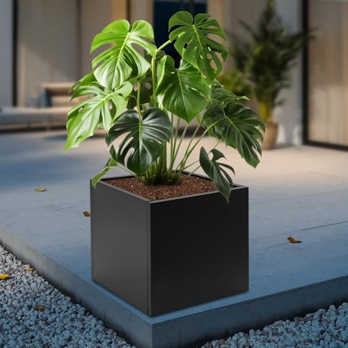 DYNAMI 24x24x24in Black Large Square Planter Box for Outdoor Plants - color: Black, size: 24in