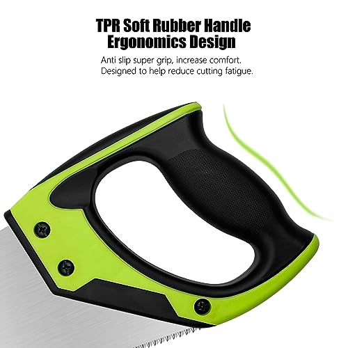 14 Inch Wood Hand Saw, 11 TPI Universal Handsaw Non-slip Ergonomic Handle Rustproof Wood Saw - color: 14 Inch Green