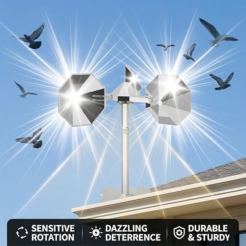 Bird Scare Reflective Device,Silver, Wind Powered Spinning, Bird Reflectors, Keep Pigeon Woodpeckers and Seagull Away for Garden Patio Yard,2PCS - color: Silver, size: 2Pcs