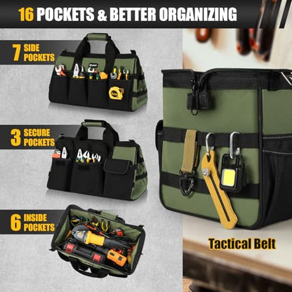 UUP 18" Large Tool Bag, Heavy Duty Spacious Carry Tool Box Organizer, Green - color: Green, size: 18 Inch