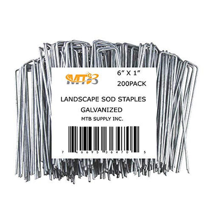 200 Pack 6 Inch 11GA(0.12inch) Galvanized Landscape Staples Garden Stakes Fence Netting Pins Ground Spikes Sod Cover Fabric Pegs - size: 6"x1" 11GA Galvanized 200 Pack