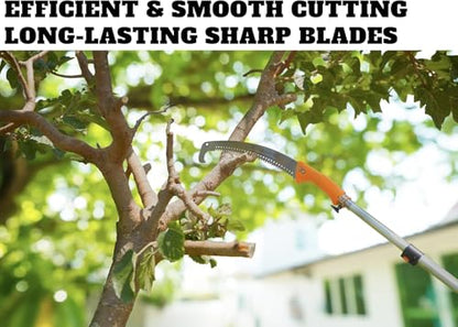 5-24 ft Telescopic Manual Pole Saw for Tree Trimming & Pruning - size: 24 feet