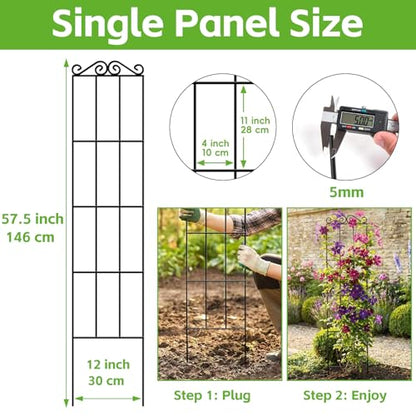 ARIFARO 4Pack 57.5'' Metal Garden Trellis for Climbing Plants Outdoor - size: 57.5 inches