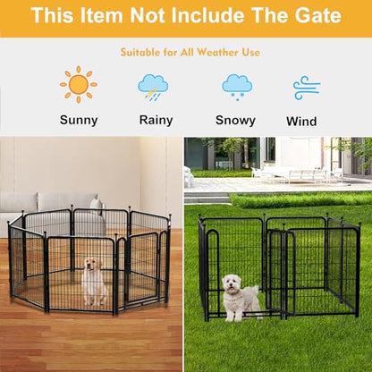 Getlay Doorless 48 in(H) Decorative Garden Fence and Borders, 12 Panels Total 26.6 Ft(L), Outdoor Dog Fence, Fencing for Garden Beds, Dog Play Pen Outdoor, Flower Bed Fencing, Black