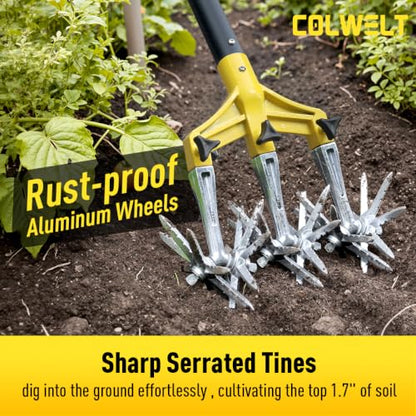 Colwelt Cultivators for Gardening 61’’, Rotary Cultivator Tool, Hand Tiller