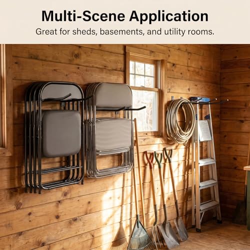 Garage Storage Mechanism Wall Mounted, Folding chair storage rack,Garden Tool Rack Manager Heavy-Duty Folding Chair, Suitablefor Car Tires, Ladders, Chairs, Strollers (Black (3-pack)) - color: Black (3-pack)