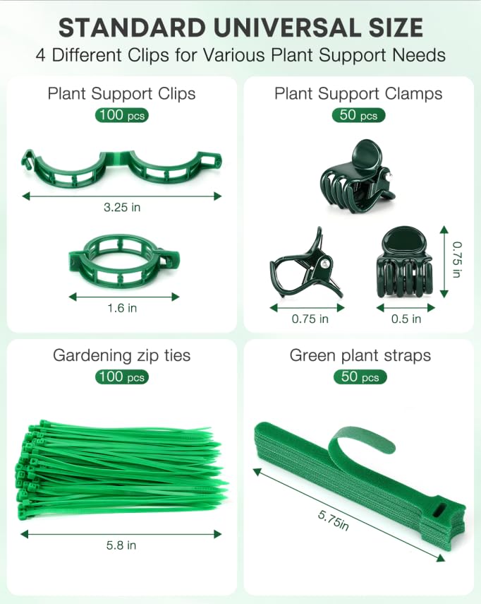 300Pcs Green Tomato Clips,Plastic Trellis Clips,Reusable Plant Support Clips for Tomatoes,Cucumbers,and Vines,Garden Supplies for Vertical Growing - color: Green