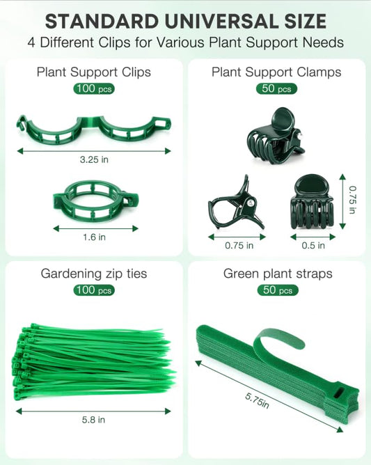 300Pcs Green Tomato Clips,Plastic Trellis Clips,Reusable Plant Support Clips for Tomatoes,Cucumbers,and Vines,Garden Supplies for Vertical Growing - color: Green