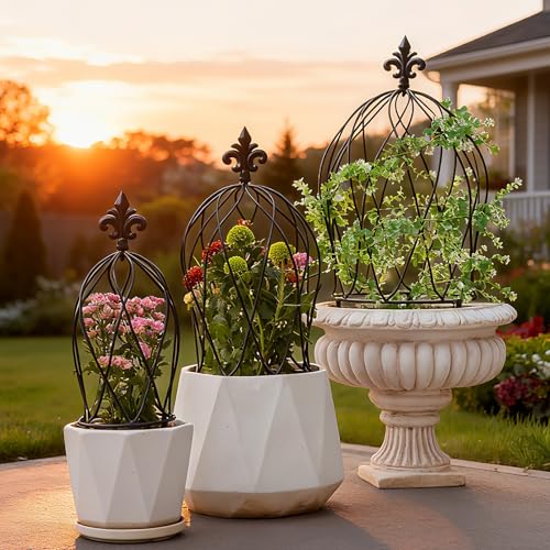 3PCS Metal Trellis Set for Climbing Plants - Indoor & Outdoor Decor - size: 26" x 11"