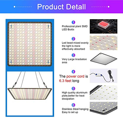 2 Pack LED Grow Light Panel 200W Lamp for Indoor Plants, Sun Like with White Blue Red UV IR LEDs for 4x4ft Coverage Grow Tent Greenhouse Veg and Bloom Seedlings Hydroponics - color: Sunlight