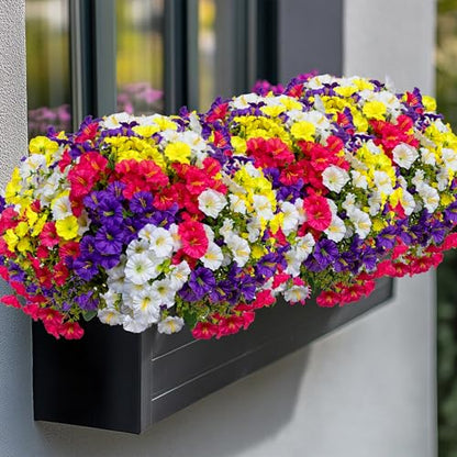 AXYLEX Artificial Morning Glory Outdoor, 16 Bundles Fake Flowers - color: Multi16pcs - Red Pink+purple+yellow