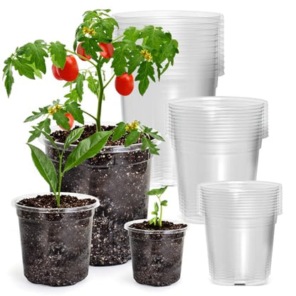 Bluepro Clear Nursery Pots with Drainage Holes, 4/5/7 Inch, 30-Pack - size: 4/5/7 Inch-30Pcs