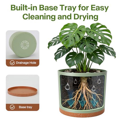 GARDIFE 3 Pack Cylinder Planter Set 10/9/8 Inch White Indoor Plant Pots - color: Green-brown