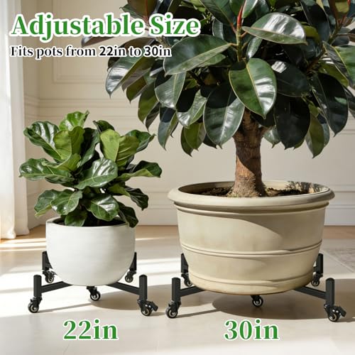Plant Caddy with Wheels, Adjustable 22" Rolling Plant Stand - size: 22" - 30" 1 Pack