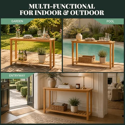 48" Narrow Outdoor Console Table, Sofa Buffet Serving Patio Table - color: Golden