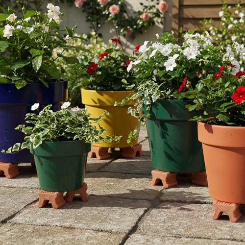 LemonRoad 12 Set Terra Cotta Cement Pot Feet for Outdoor Planters,Brown - color: Terra Cotta