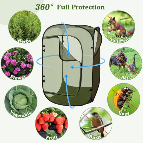 24"x24"x36" Pop Up Mesh Plant Covers, Insect Barrier Plant Enclosure - color: Green