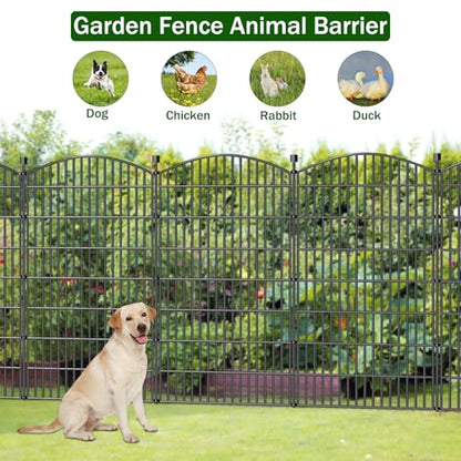 10 Panel No Dig Decorative Garden Fence 48" H x 22.6'L Outdoor Dog Barrier - size: 48 in(H) X 22.6 ft(L)