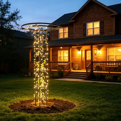 70.9 Inch Garden Trellis for Climbing Plants Outdoor, Mushroom Top Trellis - color: 5 Floors/Black