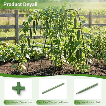 Cucumber Trellis for Raised Bed, U-Shape Arch Metal Garden Trellis for Climbing Plants, Heavy Duty Plant Trellis Outdoor, Easy Assembly Rustproof Trellis for Vines (U Frame Trellis)