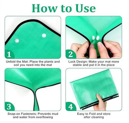 Repotting Mat Plant Mat, Indoor Plant Transplant Replacement Mat, Bonsai Tools Portable Gardening Mat, Potting Tray Soil Spillage Mat (Green,19.7 * 19.7) - color: Green
