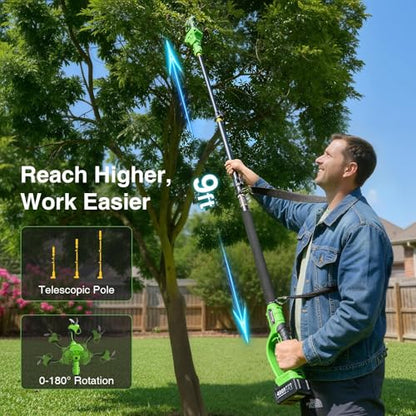 TaskStar 2-in-1 Pole Electric Pruning Shears, 1.2" Cut Cordless Pole Pruner