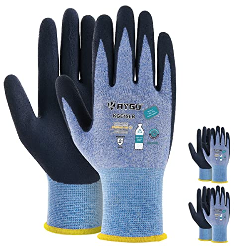 KAYGO Women's Work Gloves, Sandy Latex Grip, Breathable - color: Blue, size: Small