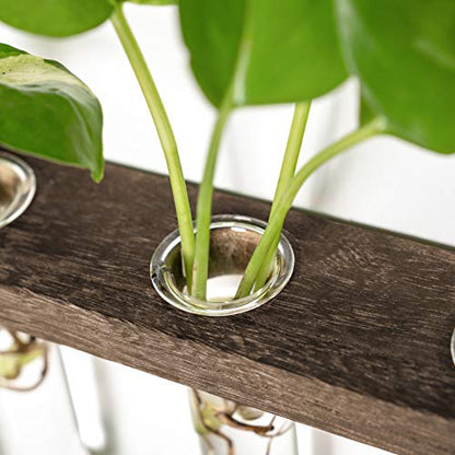 Mkono Plant Propagation Station, 3 Tier Brown Wall Hanging Vase Test Tubes - color: Brown, size: Medium