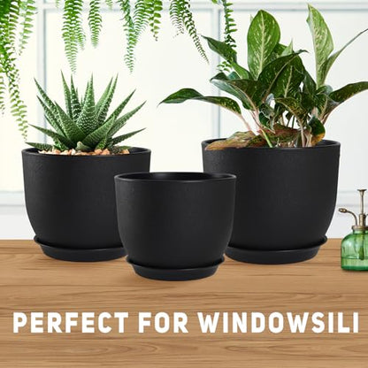 YNNICO Plant Pots 10/9/8/7.5/7 inch with Multi Mesh Drainage Holes - color: Black, size: 10/9/8/7.5/7 inch