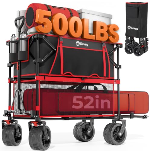 Sekey 400L Double-Decker Wagon, 500 lb Capacity, 50 in Extender - color: Red