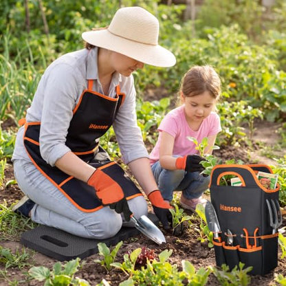 12-Piece Garden Tool Set, Aluminum Hand Tools with Tool Bag, Gardening Gift - color: black