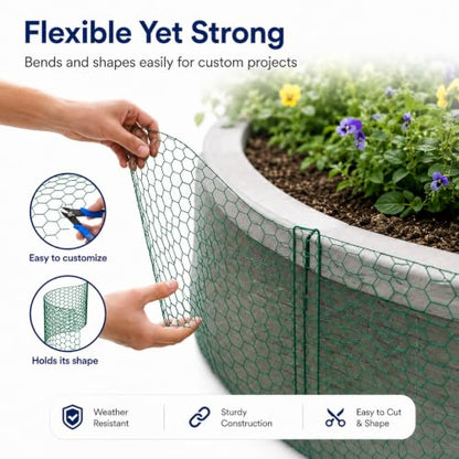 19.6Ft x 16In Plant Protectors from Animals, PVC Coated Wire Mesh