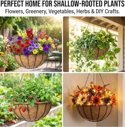 4 Pack 14 Inch Outdoor Metal Hanging Planter Basket, Hanging Plant Flower Pot,Round Modern Flower Holder Pot Garden Accessory - size: 14 Inch, style: Watermelon