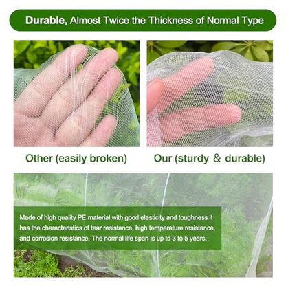Jevrench 13 x 50 ft Garden Netting Row Cover, Ultra Fine Mesh for Plants - size: 13ft x 50ft