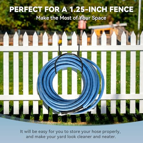Heavy Duty Garden Hose Holder for Fence, Fits 0.75"-1.25" Railings