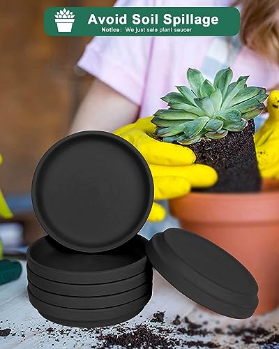 vensovo 6 Inch Black Terracotta Plant Saucers, 6 Pack Small Clay Trays - color: Black, size: 6 inch
