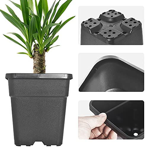 Square Planter Nursery Pots 9.77 Gallon Pots for Plants, Injection Molded Plastic Nursery Pots, Plant Container 9.77 Gal 5-Pack - color: Black, size: Square-14inch-5pcs