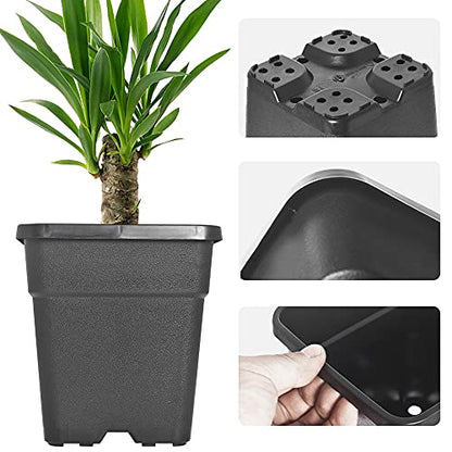 Square Planter Nursery Pots 9.77 Gallon Pots for Plants, Injection Molded Plastic Nursery Pots, Plant Container 9.77 Gal 5-Pack - color: Black, size: Square-14inch-5pcs