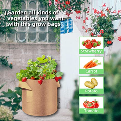 10 Gallon Garden Grow Bags, 30 Pack 10 Gal Planter Bags Fabric Pot, Nonwoven Grow Pots Heavy Duty Aeration Fabric Pots with Handles, Garden Fabric Planters for Vegetables Flowers (Brown) - color: Brown