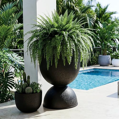 KOL 23 Inch Tall Planters, Black Plastic Urn Planters, 1 Pack - color: Black, size: Single: 23"