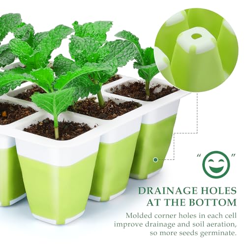10pcs Reusable Seed Starter Tray, 120 Cells Seed Starter Kit, Silicone Seedling Starter Trays for Starting Plant Seeds with Flexible pop-Out Cells, Indoor Gardening Plant Germination Trays - color: Green 10pcs