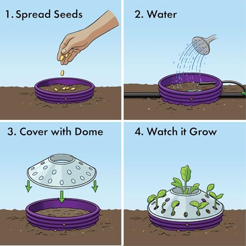 Outdoor Germination and Grow Kit with Greenhouse Domes - Direct Water and nutrients to Roots, Protect Seeds and Seedlings, 4 Sets, Purple, Made in The USA - color: Purple